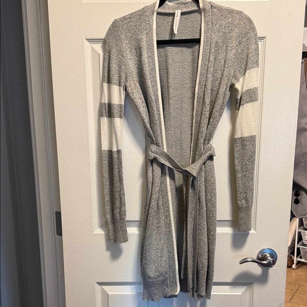 Iris Setlakwe Gray & White Longline Belted Cardigan